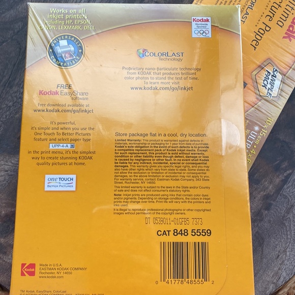 Genuine Kodak Canon Ultima Photo picture Paper 4x6 in. High Gloss ultra glossy - Picture 5 of 7